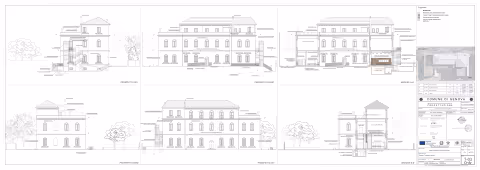 Riqualificazione asilo nido Castello Raggio: progetto - prospetti e sezioni