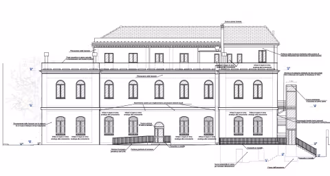 Riqualificazione asilo nido Castello Raggio: prospetto principale
