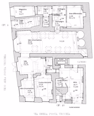 Vico Posta Vecchia: planimetria progetto