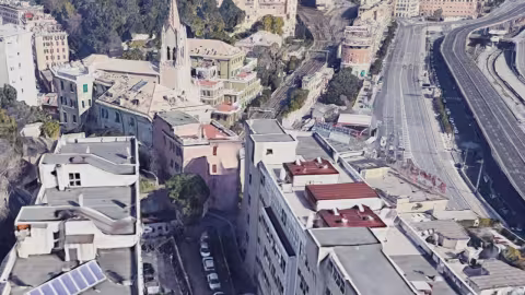 Povertà estrema - Stazioni di posta: vista d'insieme da visore 3D del prospetto Ovest (Google Maps)