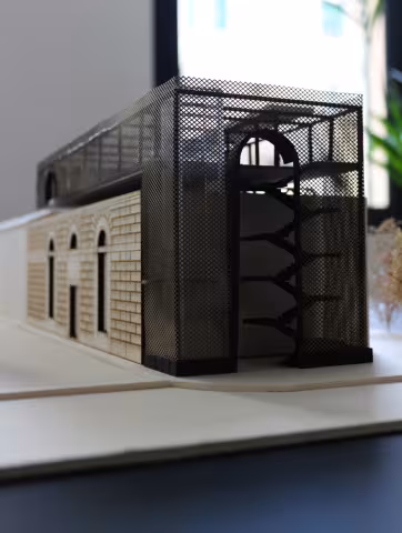 Palazzo ex magazzini del sale in via Sampierdarena: modello esterno edificio