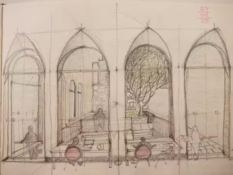 Schizzo progetto Edificio Via Balbi 9: acquisizione e recupero 23 alloggi per social housing, servizi all'abitare e di quartiere - Centro Storico-Int.2