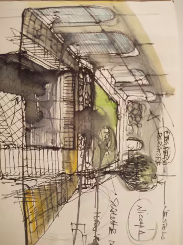 Schizzo progetto Edificio Via Balbi 9: acquisizione e recupero 23 alloggi per social housing, servizi all'abitare e di quartiere - Centro Storico-Int.2