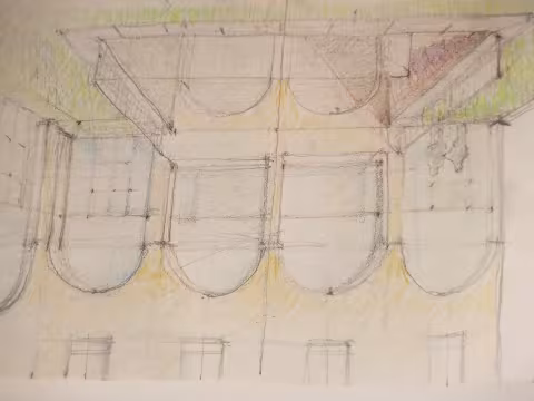 Schizzo progetto Edificio Via Balbi 9: acquisizione e recupero 23 alloggi per social housing, servizi all'abitare e di quartiere - Centro Storico-Int.2