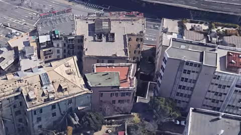 Povertà estrema - Stazioni di posta: vista d'insieme da visore 3D del prospetto Nord (Google Maps)