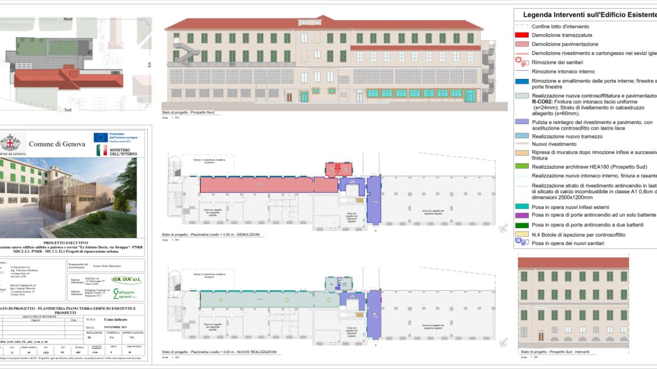 Ex Istituto Doria, Via Struppa: realizzazione nuovo edificio adibito a palestra e servizi