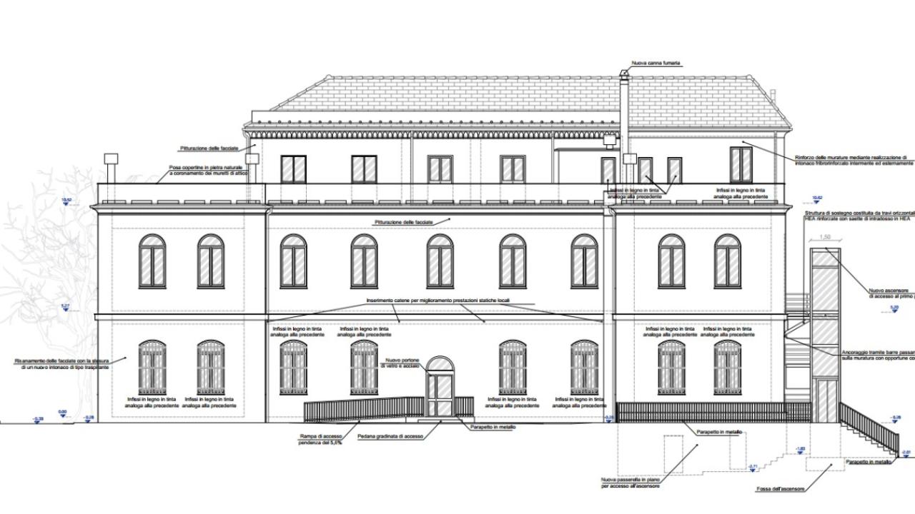 Riqualificazione asilo nido Castello Raggio: prospetto principale