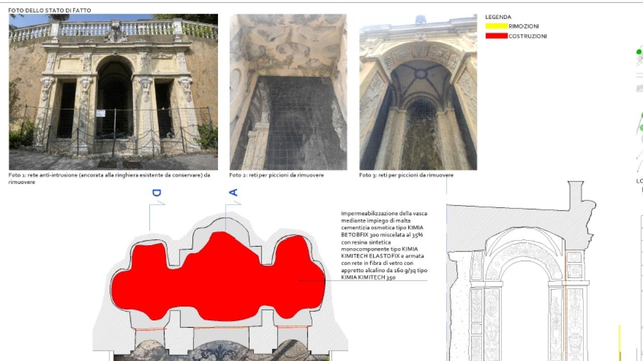 Villa Imperiale, Via San Fruttuoso 100: restauro e valorizzazione - Progetto restauro ninfeo