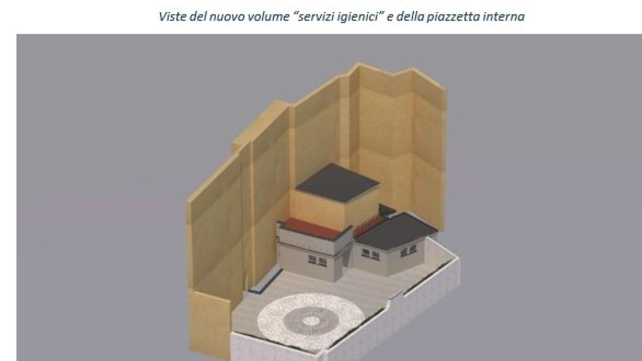 Vico Vegetti 8/1a, Via di San Bernardo 22: render corte interna e piazzetta