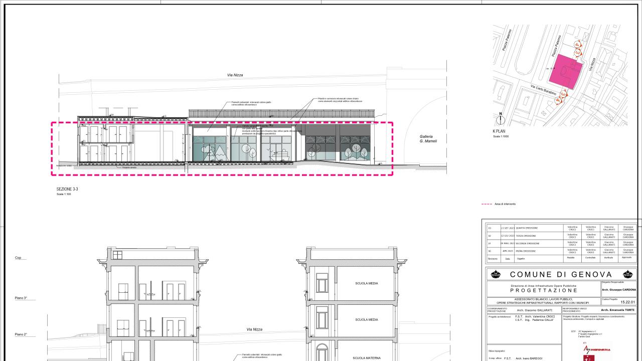 Sezioni 3-3 e 4-4 stato di progetto
