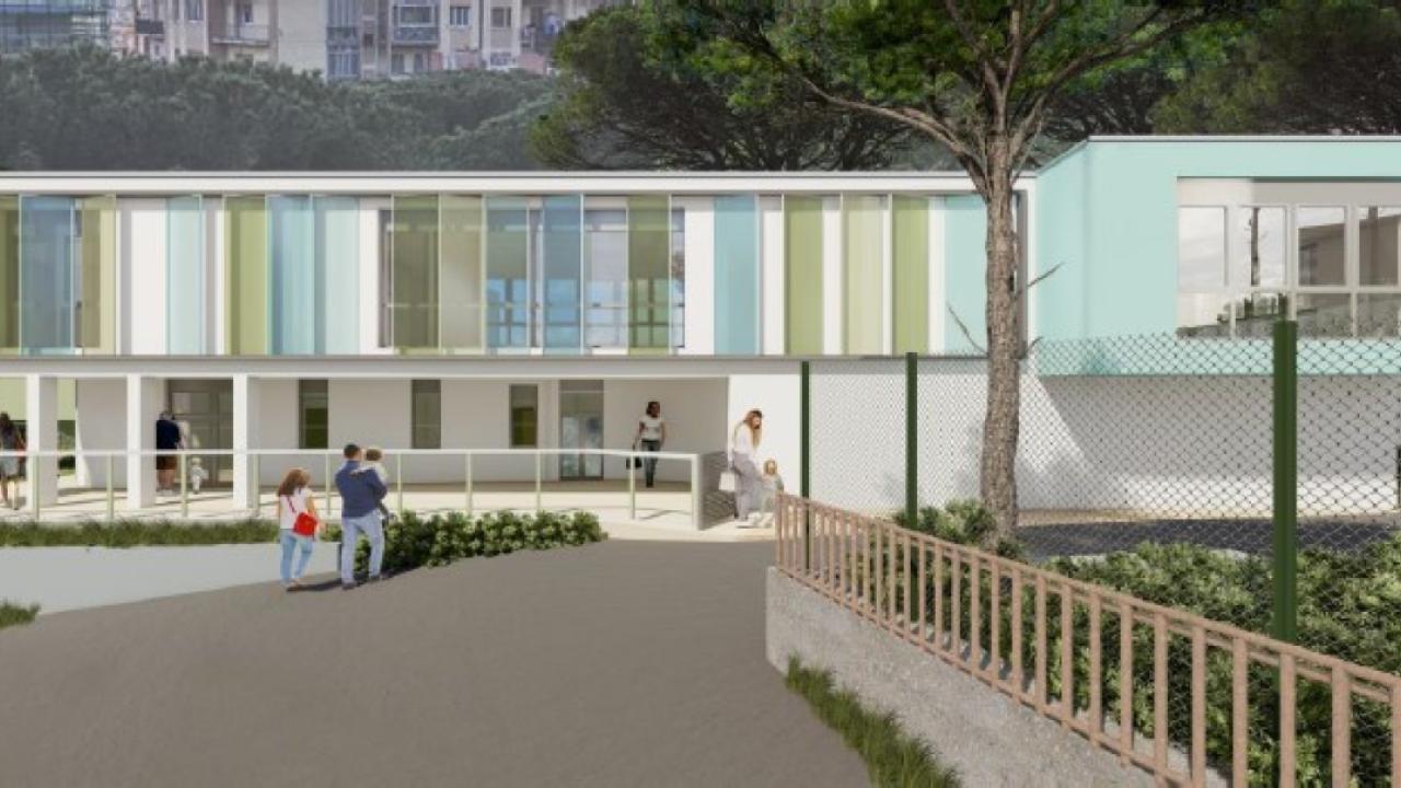 Nuovo polo per l’infanzia in Viale C.Bracelli: render ingresso principale