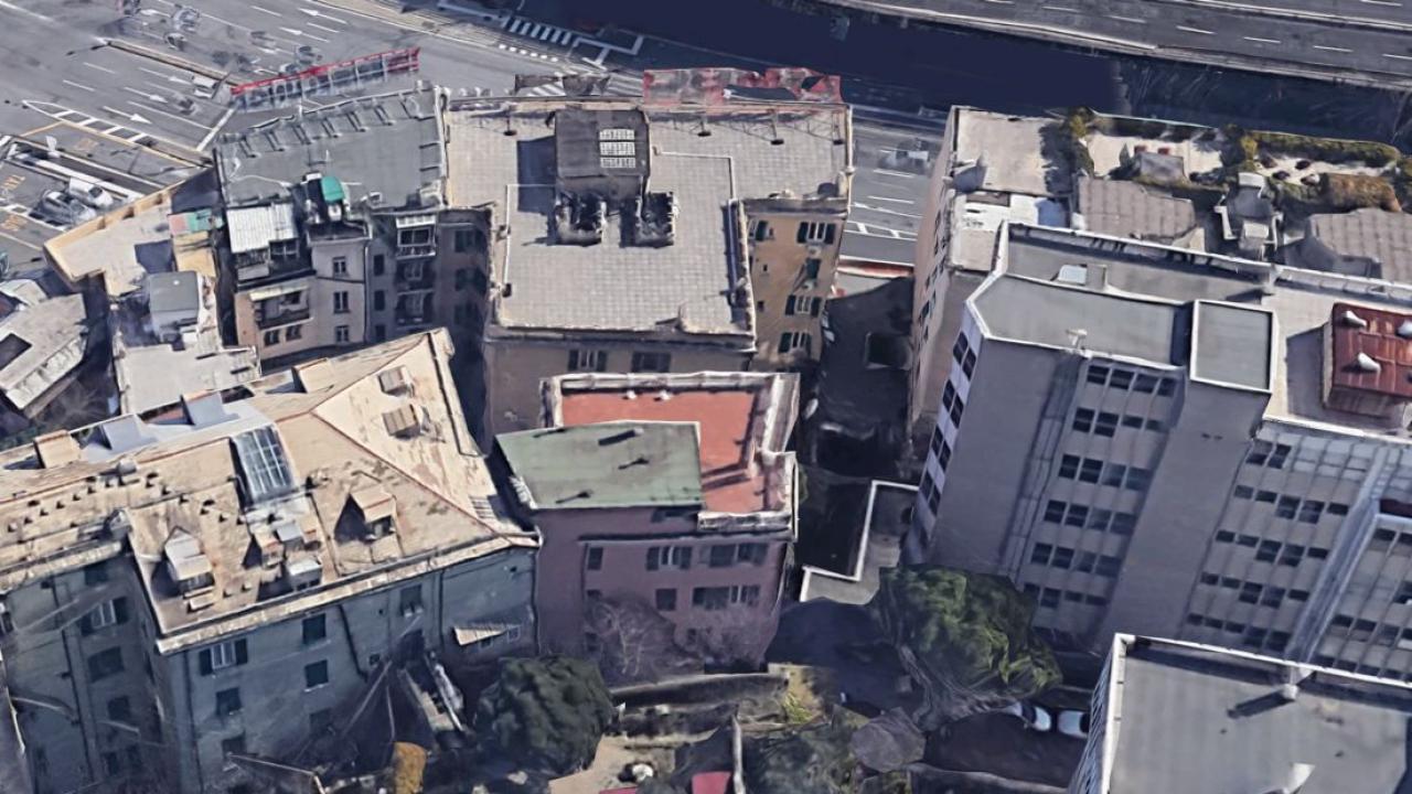 Povertà estrema - Stazioni di posta: vista d'insieme da visore 3D del prospetto Nord (Google Maps)