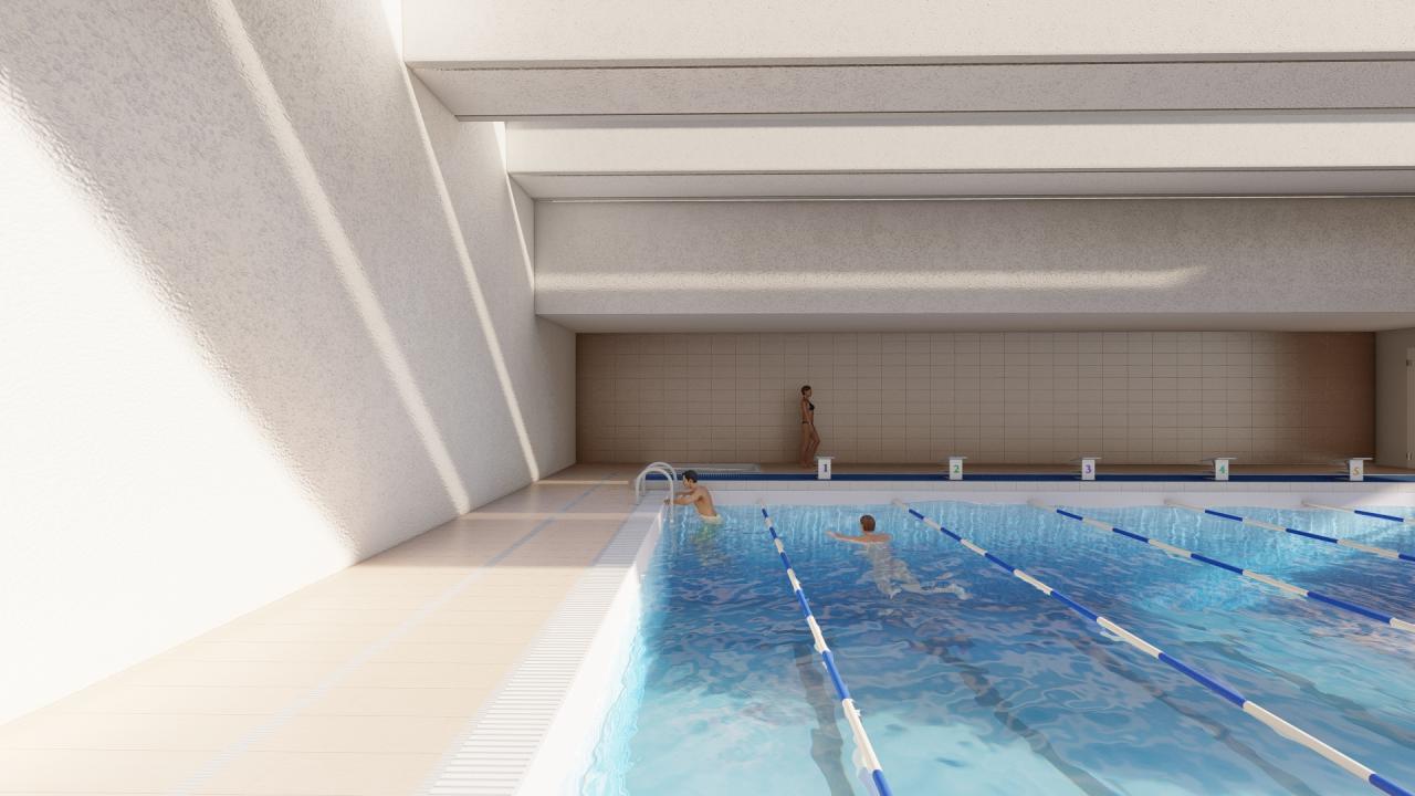 Riqualificazione impianto polisportivo in viale Aspromonte - Vista interna nuova piscina