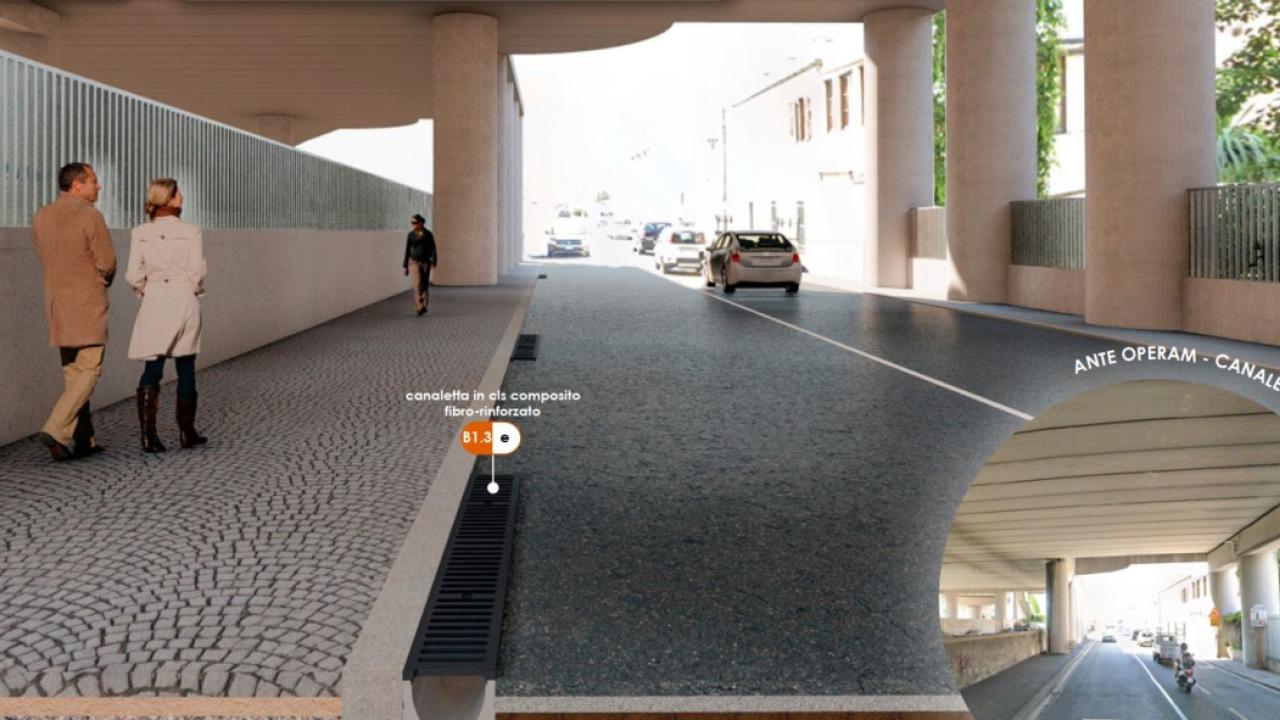 Lavori di completamento del sistema dei percorsi pedonali e ciclabili nell'area di Pra' Marina e valorizzazione spazi sponda destra Foce Rio San Pietro: Pra' Palmaro - Intervento B: Area sedime ex ferrovia: rendering